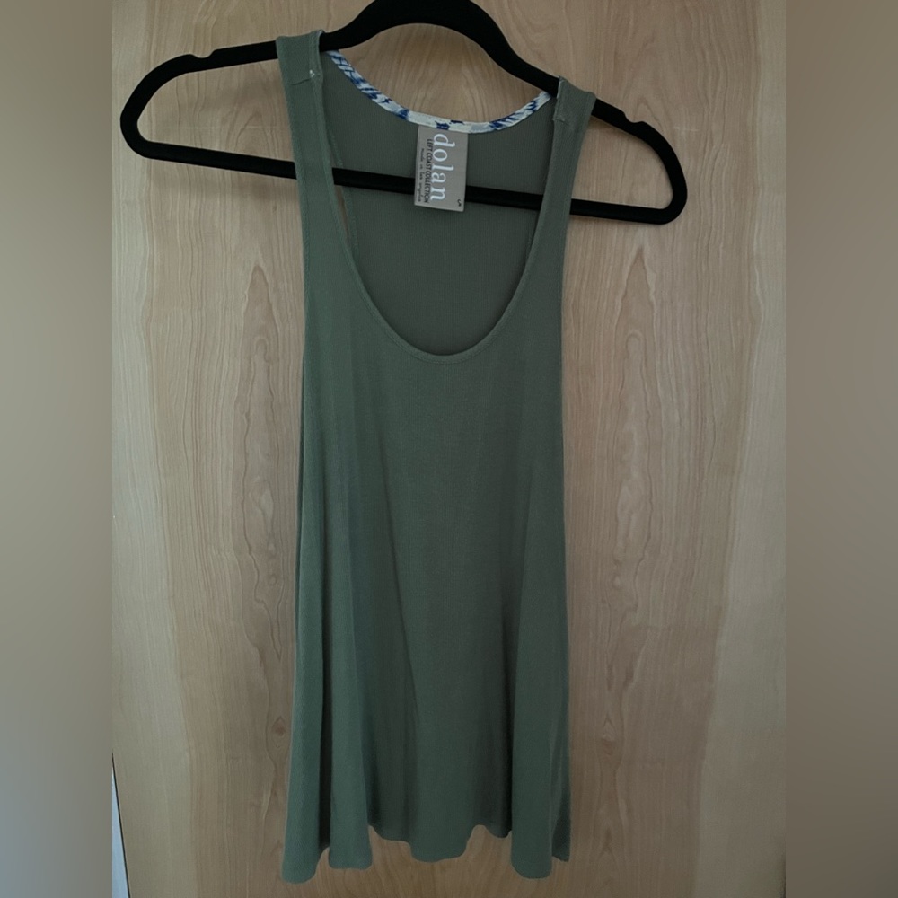 Anthropologie Dolan Left Coast Army Green Racerback Tank Top Small